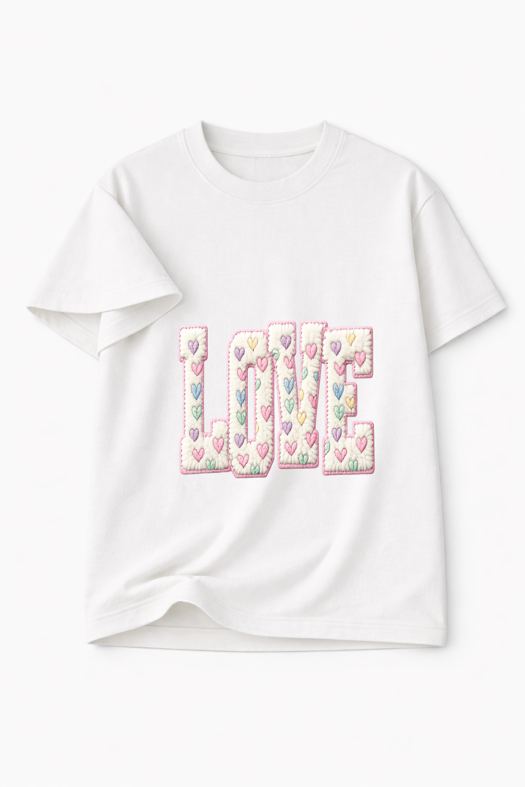 CANDY–PUFF LOVE — THE PASTEL HEART PATCH TEE (UNISEX)