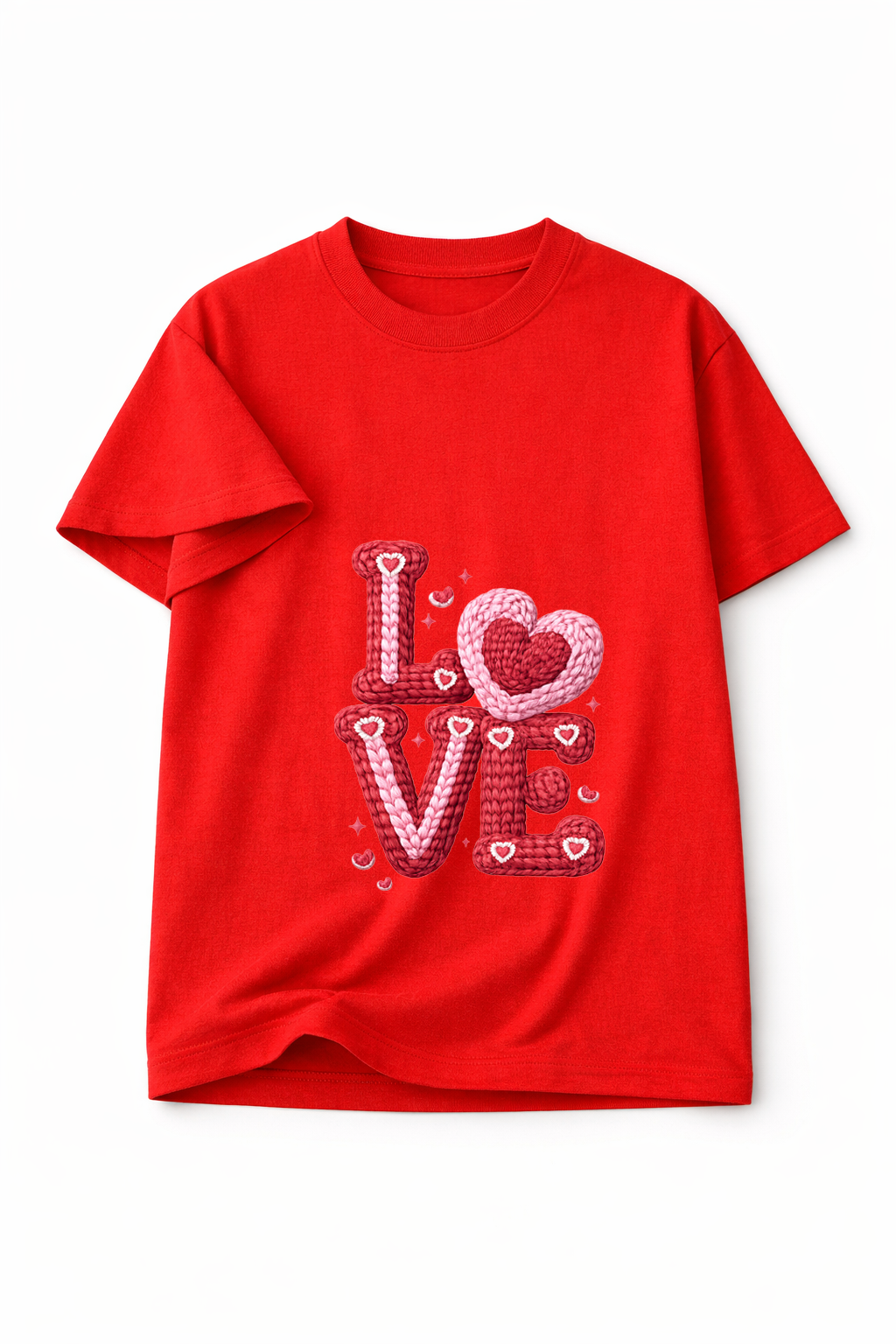 KNIT–HEART LOVE — THE CUDDLE-TEXTURED VALENTINE TEE (UNISEX)