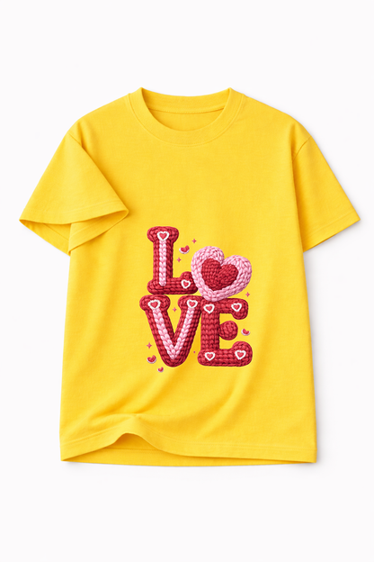 KNIT–HEART LOVE — THE CUDDLE-TEXTURED VALENTINE TEE (UNISEX)