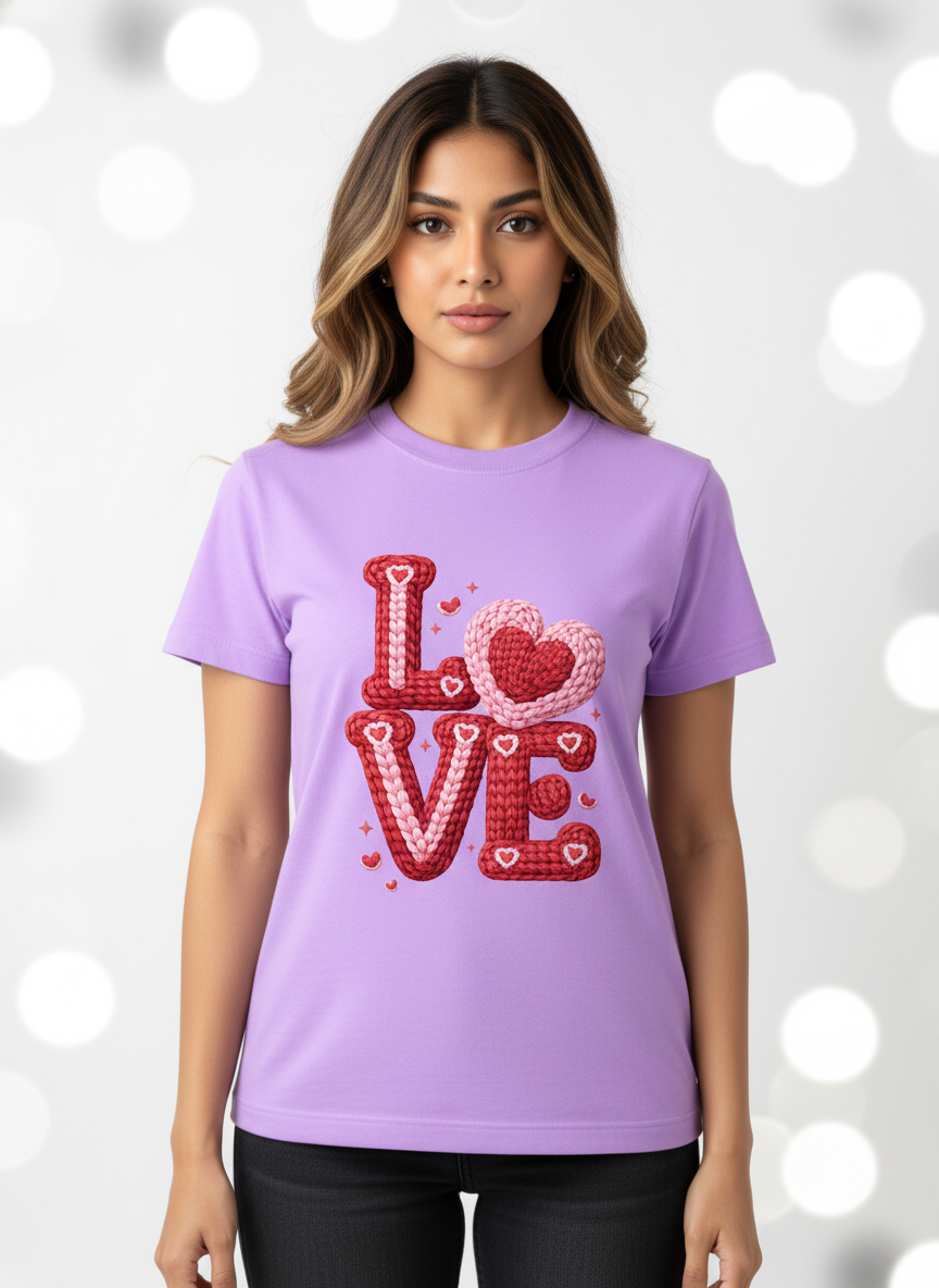 KNIT–HEART LOVE — THE CUDDLE-TEXTURED VALENTINE TEE (UNISEX)