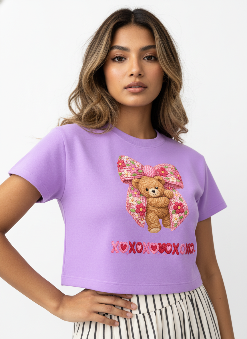 BEARY SWEET LOVEbow – The Cuddliest Valentine Crop Top