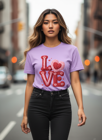KNIT–HEART LOVE — THE CUDDLE-TEXTURED VALENTINE TEE (UNISEX)