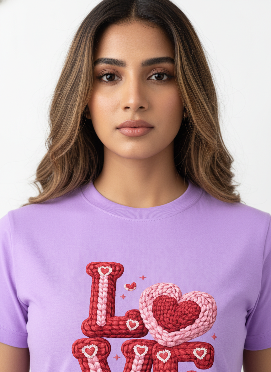 KNIT–HEART LOVE — THE CUDDLE-TEXTURED VALENTINE TEE (UNISEX)