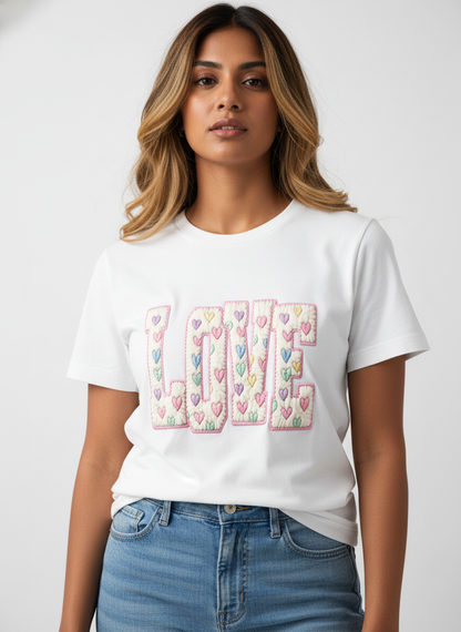 CANDY–PUFF LOVE — THE PASTEL HEART PATCH TEE (UNISEX)