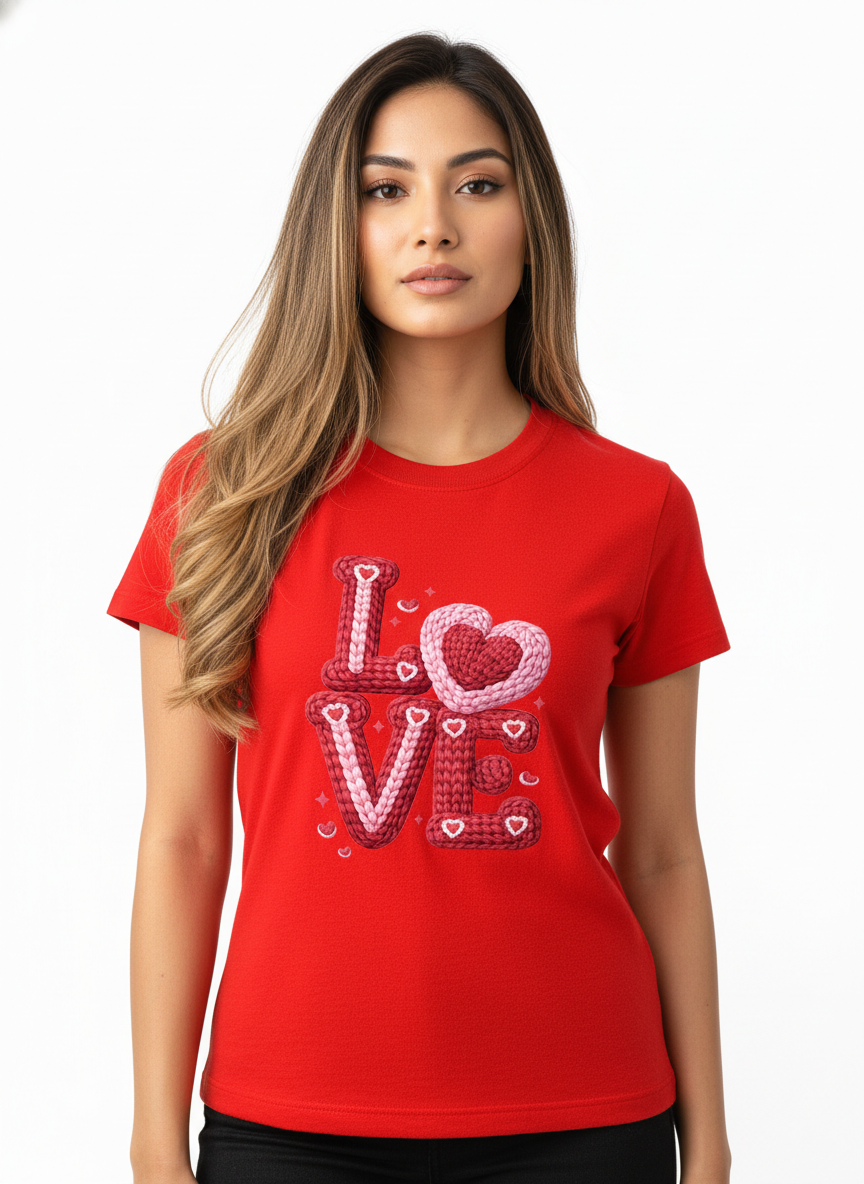 KNIT–HEART LOVE — THE CUDDLE-TEXTURED VALENTINE TEE (UNISEX)