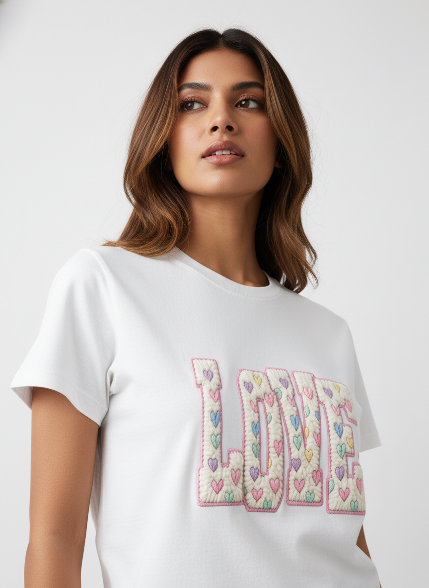 CANDY–PUFF LOVE — THE PASTEL HEART PATCH TEE (UNISEX)