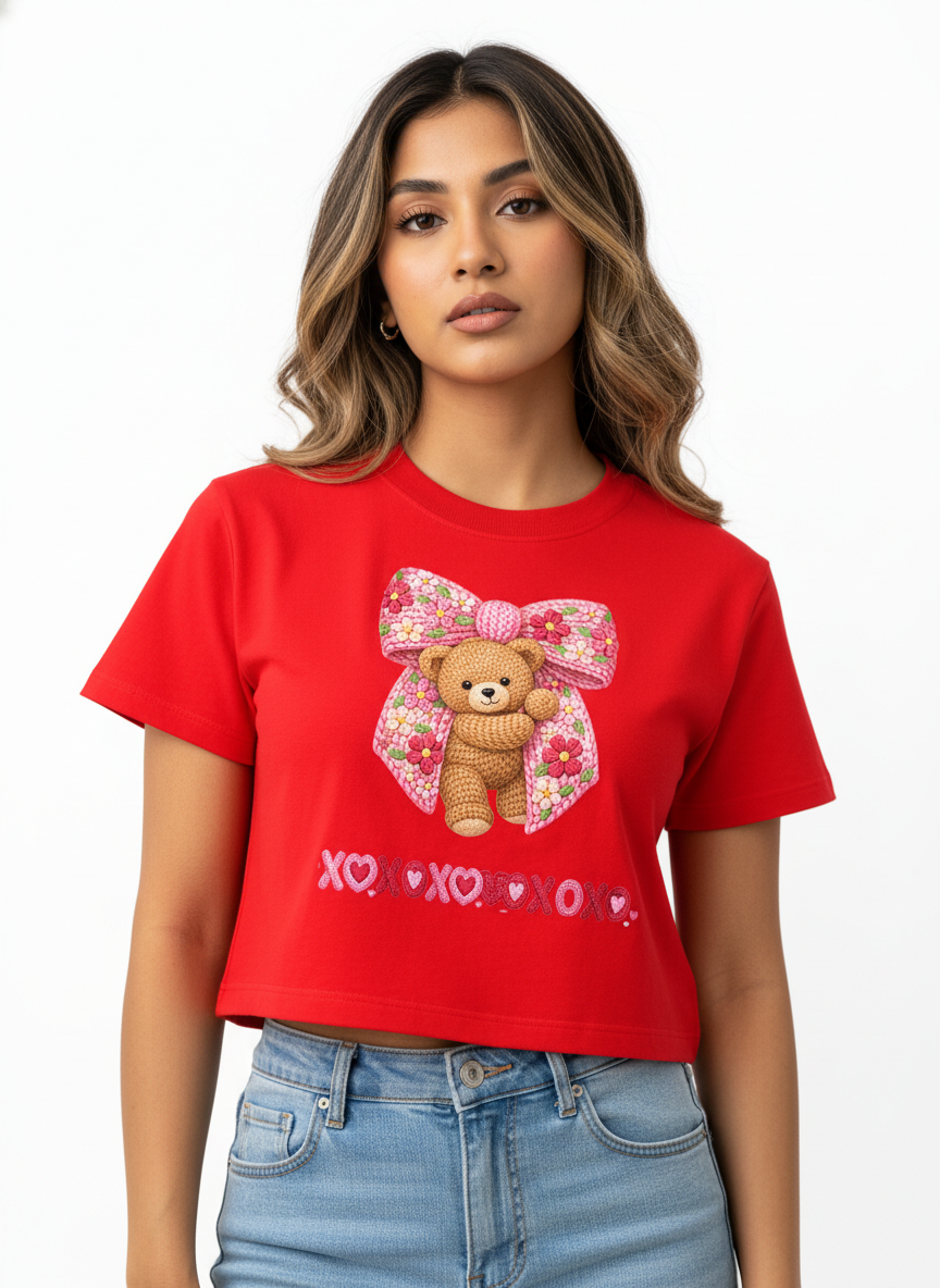 BEARY SWEET LOVEbow – The Cuddliest Valentine Crop Top