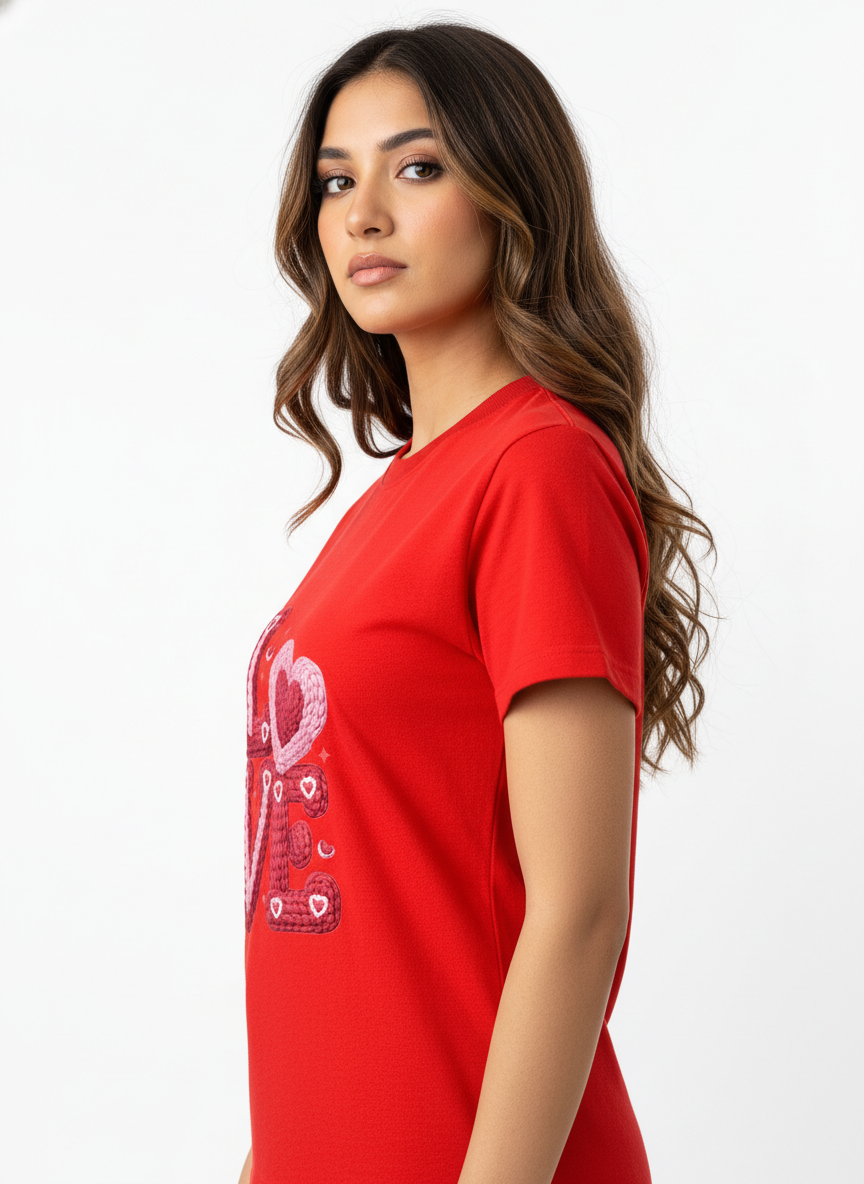 KNIT–HEART LOVE — THE CUDDLE-TEXTURED VALENTINE TEE (UNISEX)