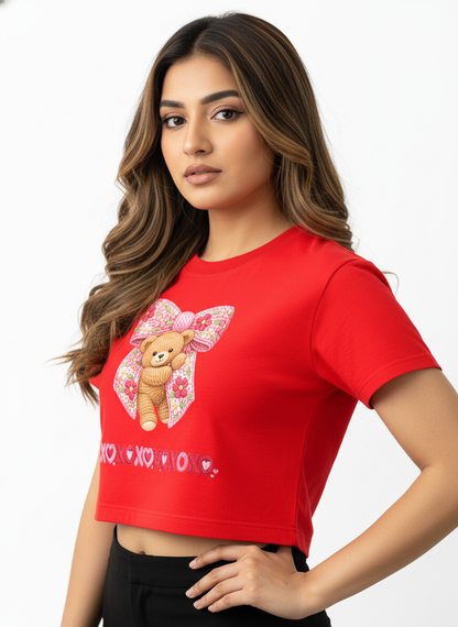 BEARY SWEET LOVEbow – The Cuddliest Valentine Crop Top