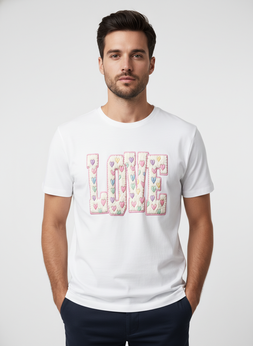 CANDY–PUFF LOVE — THE PASTEL HEART PATCH TEE (UNISEX)