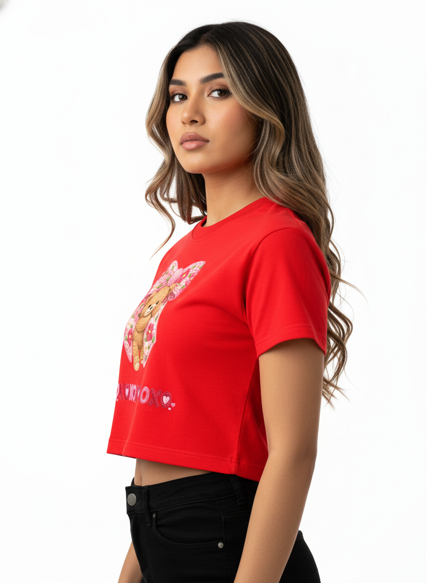 BEARY SWEET LOVEbow – The Cuddliest Valentine Crop Top
