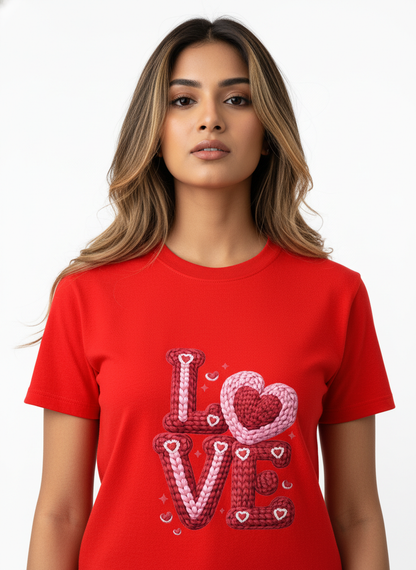 KNIT–HEART LOVE — THE CUDDLE-TEXTURED VALENTINE TEE (UNISEX)