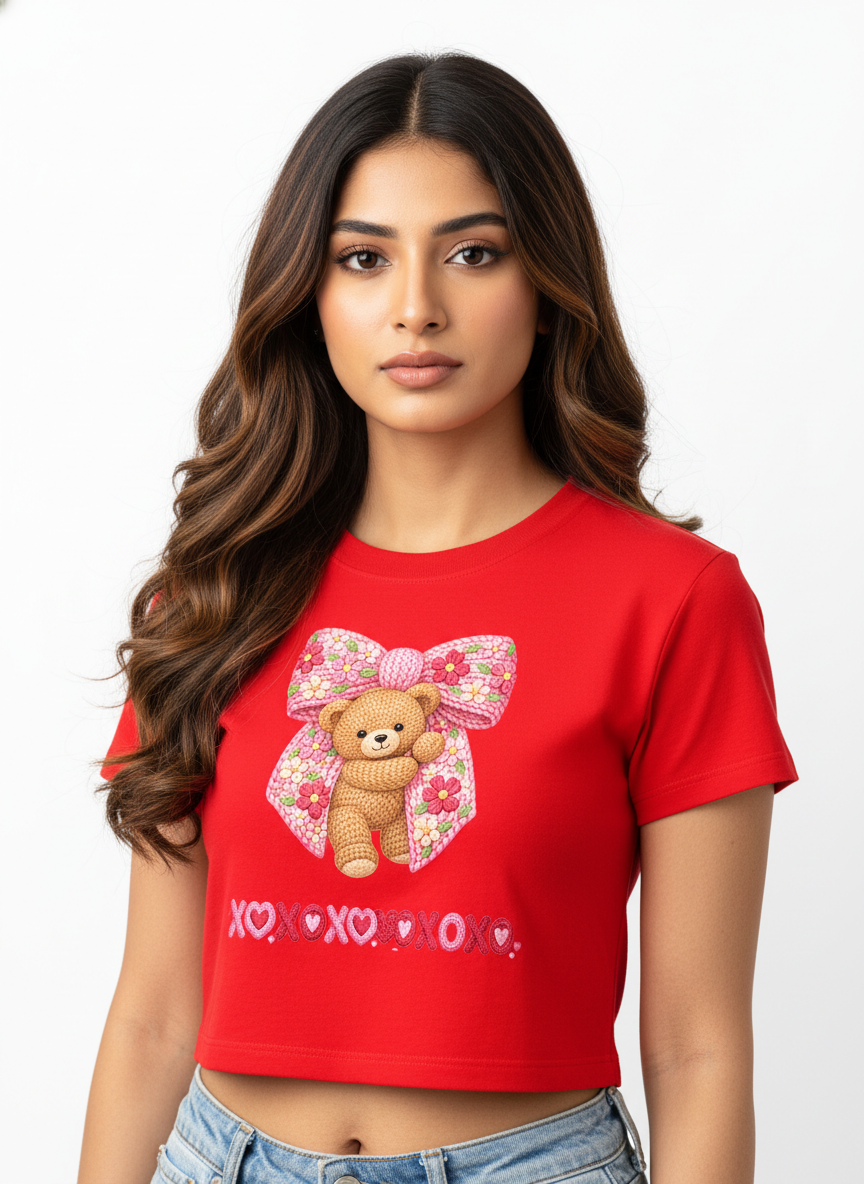 BEARY SWEET LOVEbow – The Cuddliest Valentine Crop Top