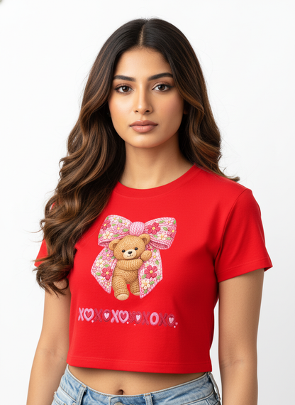 BEARY SWEET LOVEbow – The Cuddliest Valentine Crop Top