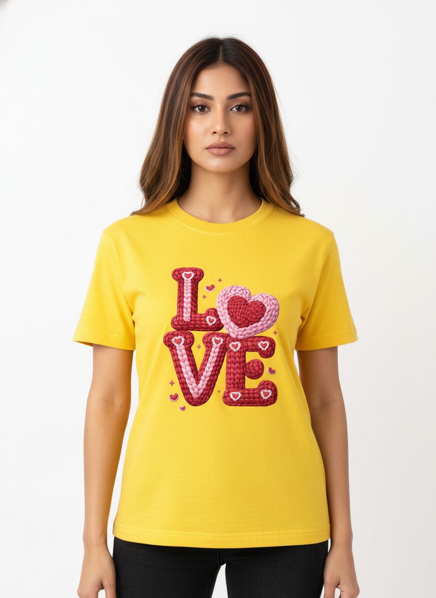 KNIT–HEART LOVE — THE CUDDLE-TEXTURED VALENTINE TEE (UNISEX)
