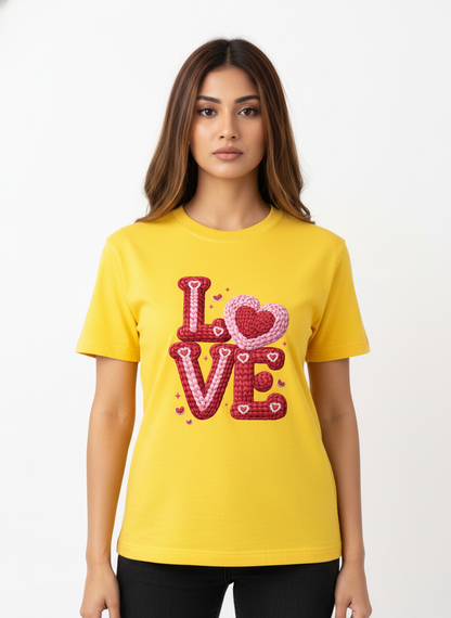 KNIT–HEART LOVE — THE CUDDLE-TEXTURED VALENTINE TEE (UNISEX)