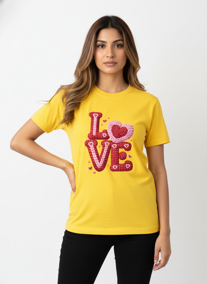KNIT–HEART LOVE — THE CUDDLE-TEXTURED VALENTINE TEE (UNISEX)
