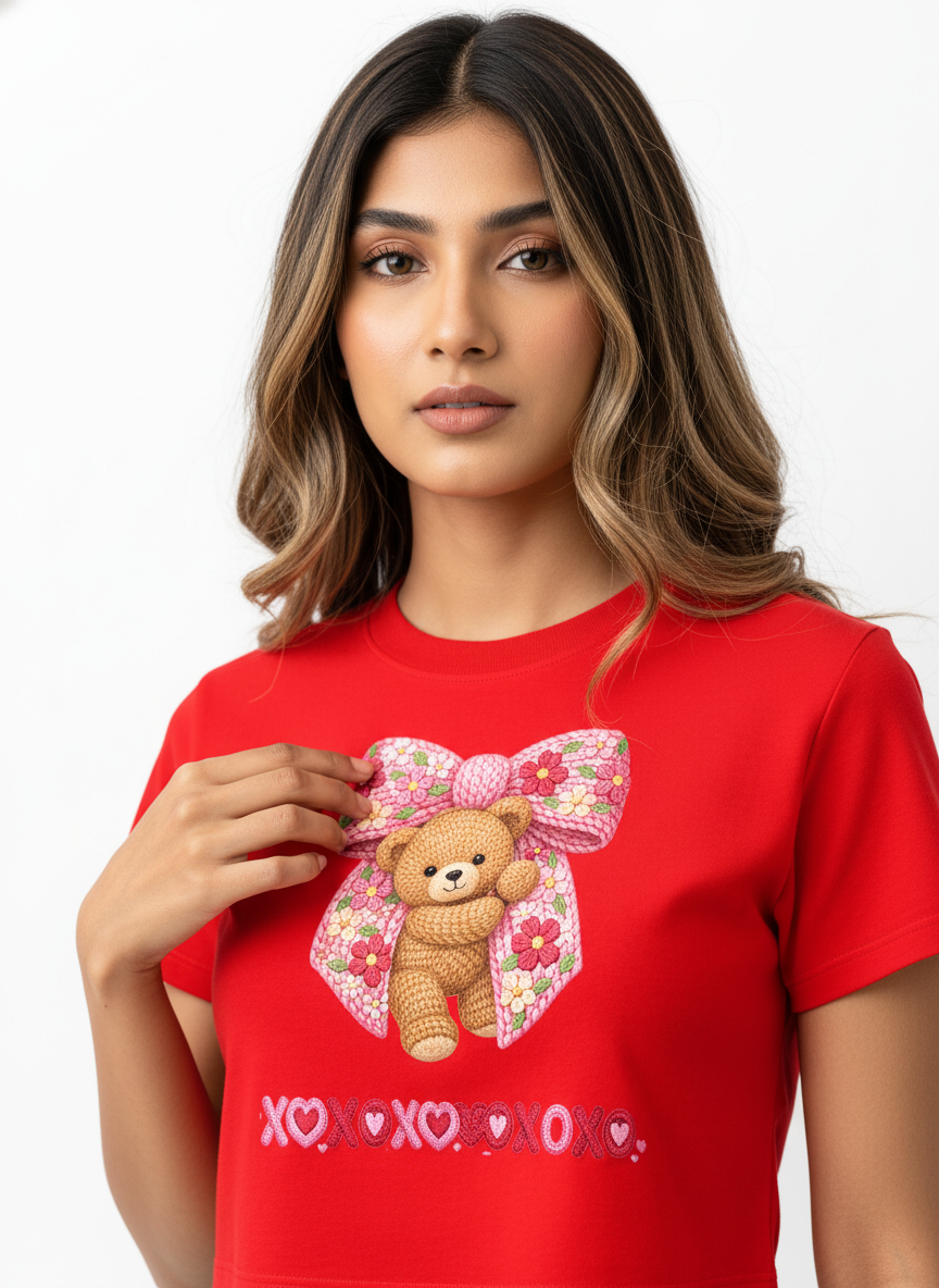 BEARY SWEET LOVEbow – The Cuddliest Valentine Crop Top