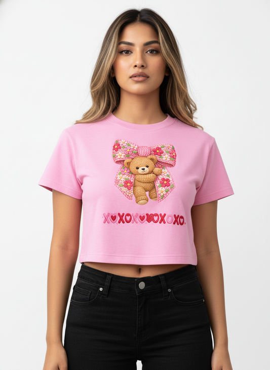 BEARY SWEET LOVEbow – The Cuddliest Valentine Crop Top