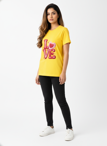 KNIT–HEART LOVE — THE CUDDLE-TEXTURED VALENTINE TEE (UNISEX)