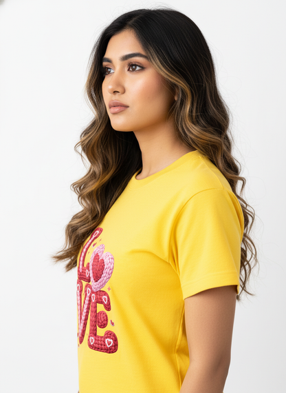 KNIT–HEART LOVE — THE CUDDLE-TEXTURED VALENTINE TEE (UNISEX)