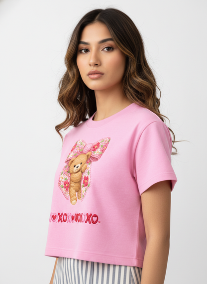 BEARY SWEET LOVEbow – The Cuddliest Valentine Crop Top