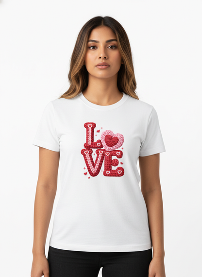 KNIT–HEART LOVE — THE CUDDLE-TEXTURED VALENTINE TEE (UNISEX)
