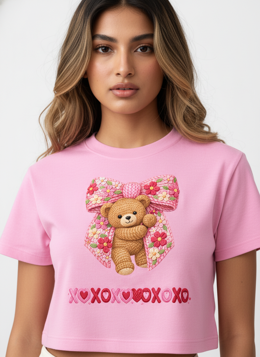 BEARY SWEET LOVEbow – The Cuddliest Valentine Crop Top