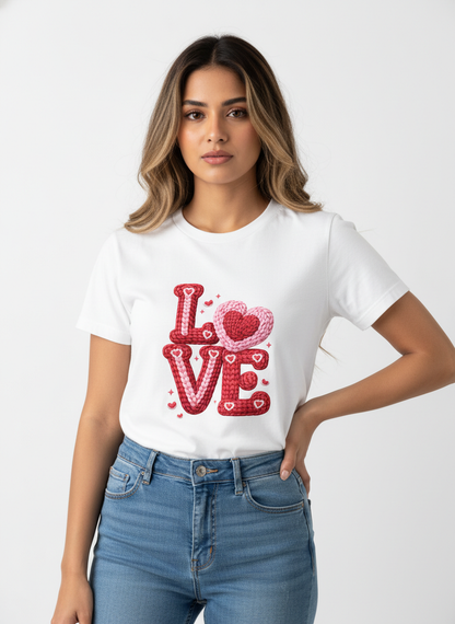 KNIT–HEART LOVE — THE CUDDLE-TEXTURED VALENTINE TEE (UNISEX)
