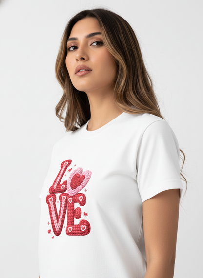 KNIT–HEART LOVE — THE CUDDLE-TEXTURED VALENTINE TEE (UNISEX)