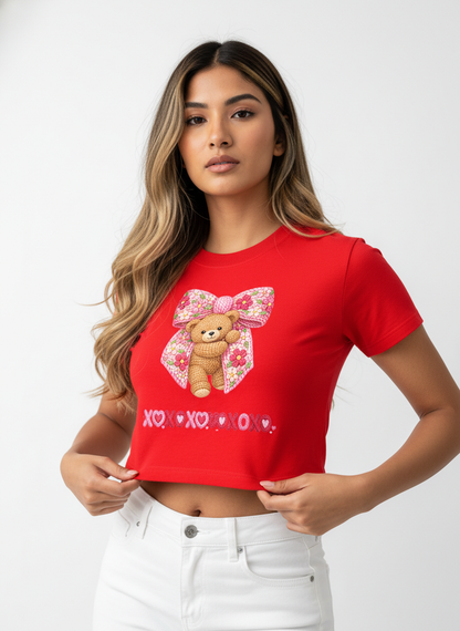 BEARY SWEET LOVEbow – The Cuddliest Valentine Crop Top