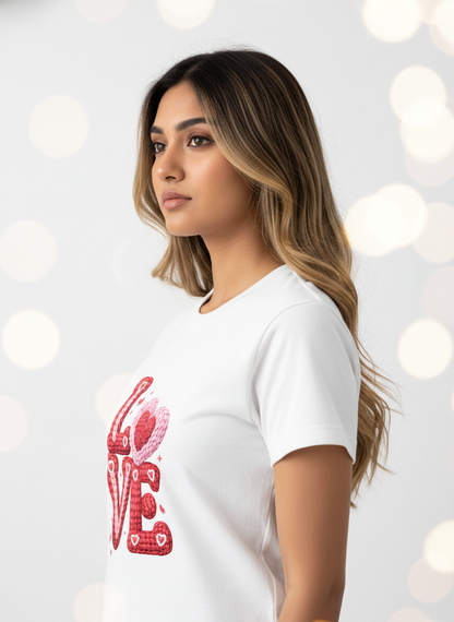KNIT–HEART LOVE — THE CUDDLE-TEXTURED VALENTINE TEE (UNISEX)