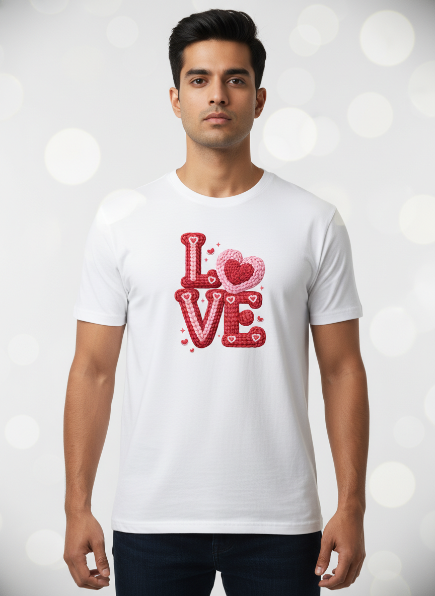 KNIT–HEART LOVE — THE CUDDLE-TEXTURED VALENTINE TEE (UNISEX)