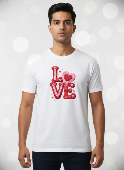 KNIT–HEART LOVE — THE CUDDLE-TEXTURED VALENTINE TEE (UNISEX)