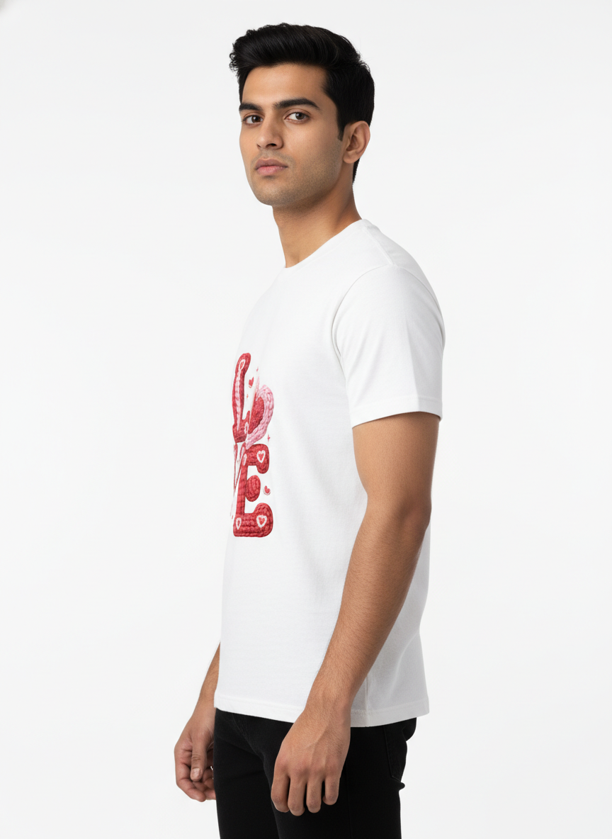 KNIT–HEART LOVE — THE CUDDLE-TEXTURED VALENTINE TEE (UNISEX)