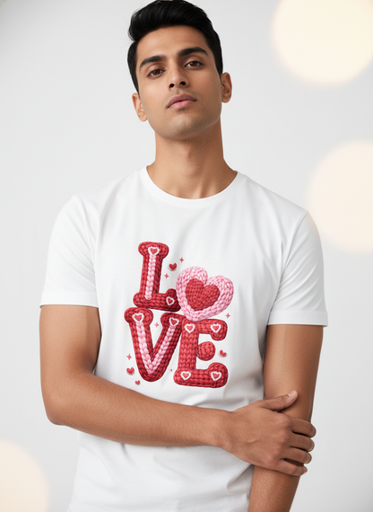 KNIT–HEART LOVE — THE CUDDLE-TEXTURED VALENTINE TEE (UNISEX)