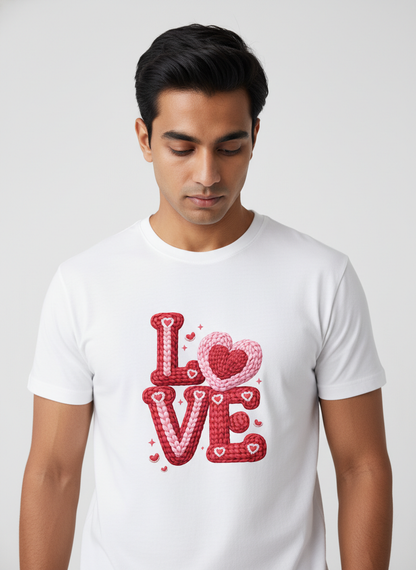 KNIT–HEART LOVE — THE CUDDLE-TEXTURED VALENTINE TEE (UNISEX)