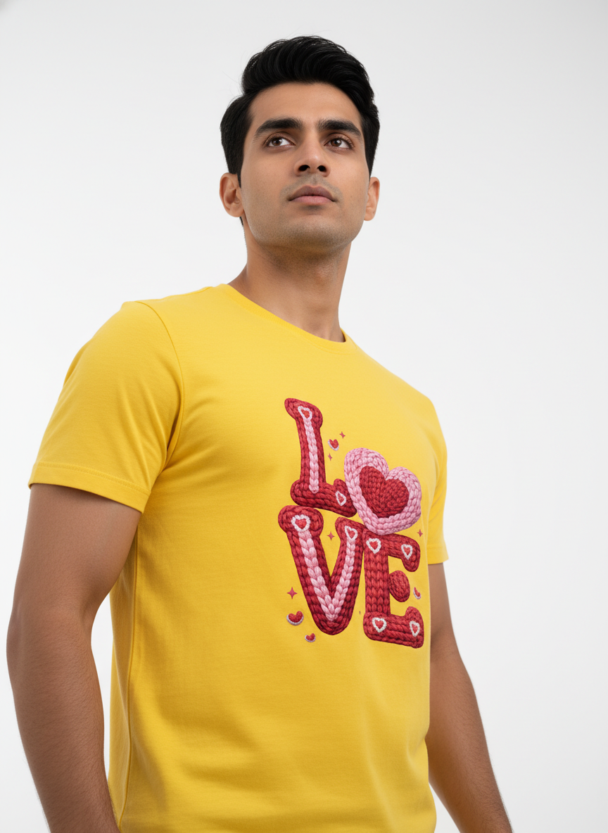 KNIT–HEART LOVE — THE CUDDLE-TEXTURED VALENTINE TEE (UNISEX)