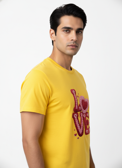 KNIT–HEART LOVE — THE CUDDLE-TEXTURED VALENTINE TEE (UNISEX)