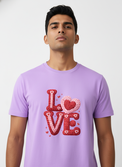 KNIT–HEART LOVE — THE CUDDLE-TEXTURED VALENTINE TEE (UNISEX)
