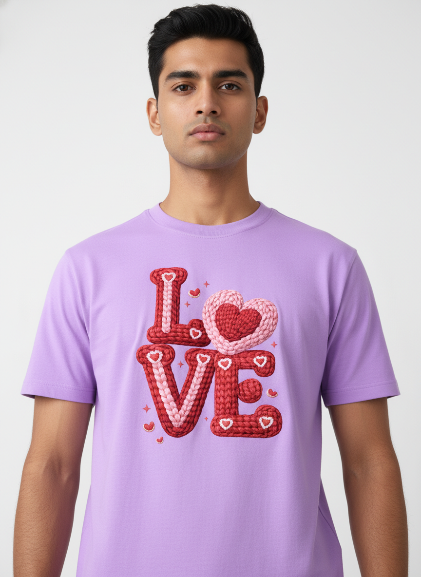 KNIT–HEART LOVE — THE CUDDLE-TEXTURED VALENTINE TEE (UNISEX)