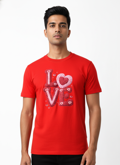 KNIT–HEART LOVE — THE CUDDLE-TEXTURED VALENTINE TEE (UNISEX)