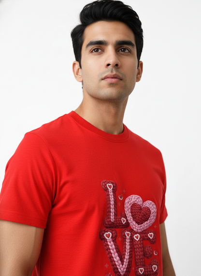KNIT–HEART LOVE — THE CUDDLE-TEXTURED VALENTINE TEE (UNISEX)