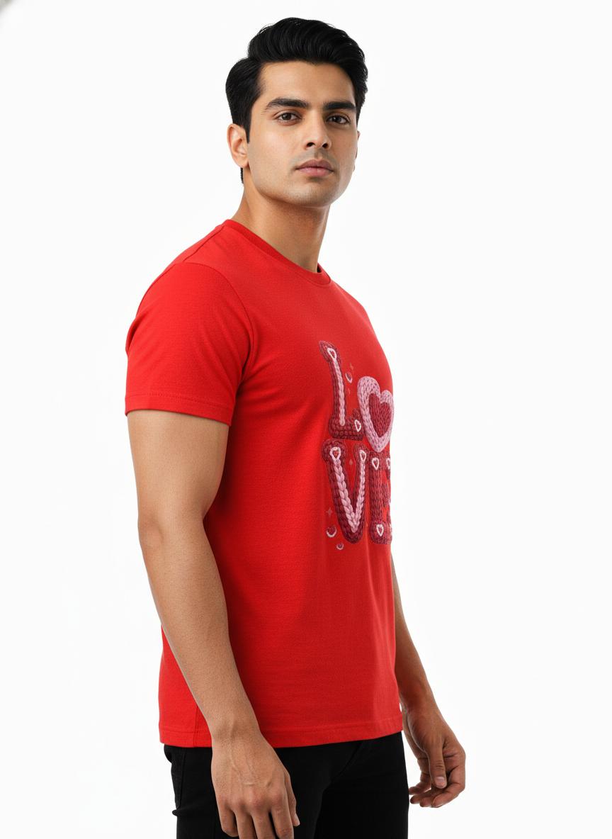 KNIT–HEART LOVE — THE CUDDLE-TEXTURED VALENTINE TEE (UNISEX)