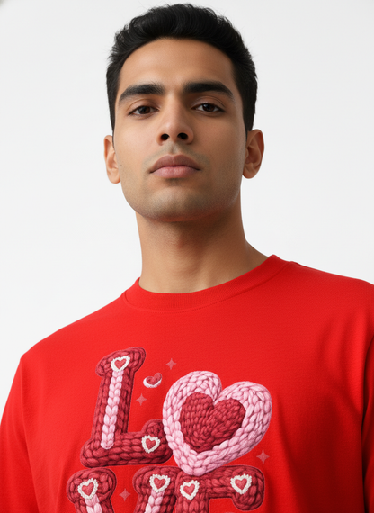 KNIT–HEART LOVE — THE CUDDLE-TEXTURED VALENTINE TEE (UNISEX)