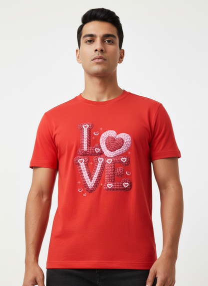 KNIT–HEART LOVE — THE CUDDLE-TEXTURED VALENTINE TEE (UNISEX)