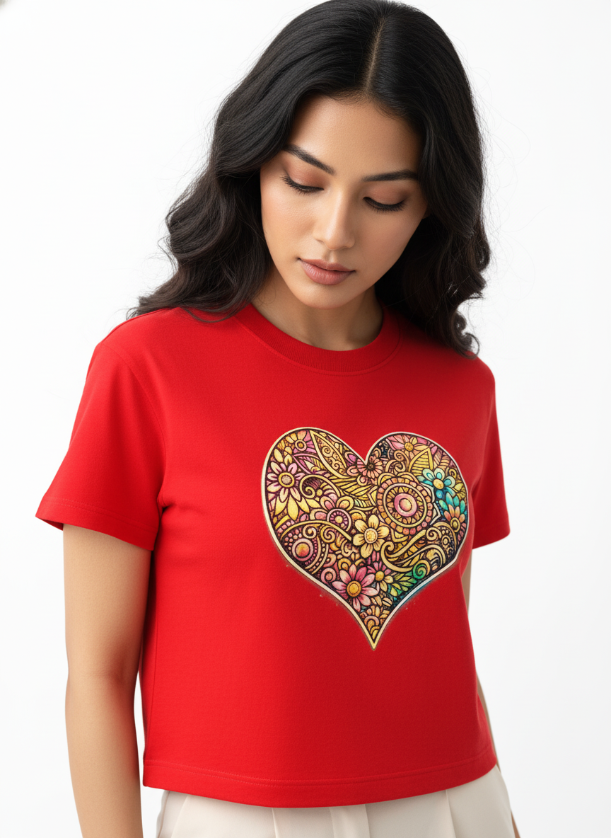 Floral Mandala Crop Top - BLOOMING HEART